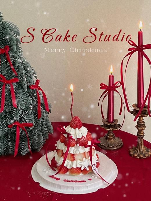 【草莓季】红色蝴蝶结草莓树蛋糕 商品图0