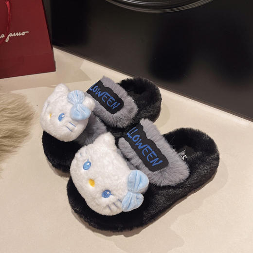 【爆甜少女风❗️小猫猫毛毛拖鞋】时尚简约百搭，个性的鞋头设计，柔软亲肤，舒适不磨脚，呵护您的双足，秋冬时尚百搭半拖外穿厚底一字棉拖QQ 商品图7