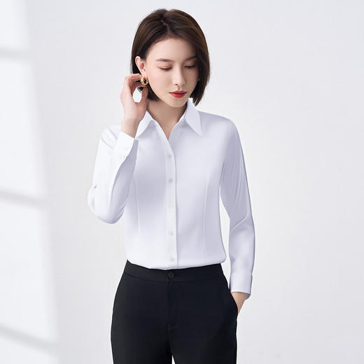 【含桑蚕丝莫代尔】罗蒙女士长袖衬衫舒适透气职业通勤气质轻盈舒适衬衣女 商品图6
