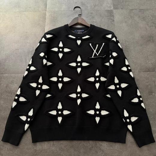 D122407新款黑色满印logo圆领毛衣男女同款 商品图0