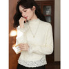 鹿向南「雪顶泡芙」法式杏色内搭花边半高领蕾丝衫女冬打底衫上衣 商品缩略图0