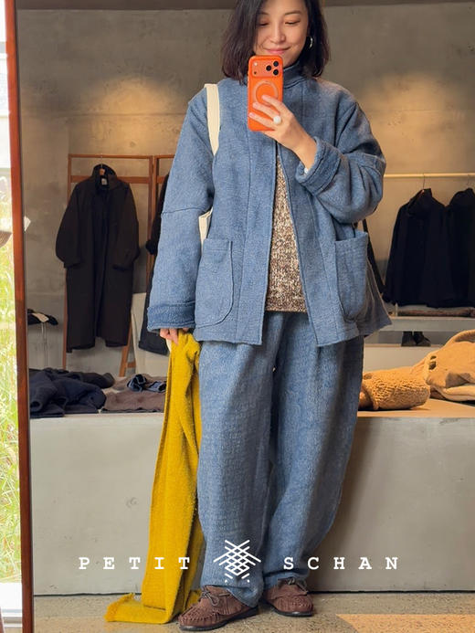 PETIT SCHAN小闪 CLO#1007 Let go 放得下 羊毛棉手工蓝染锥型打坐裤 商品图3