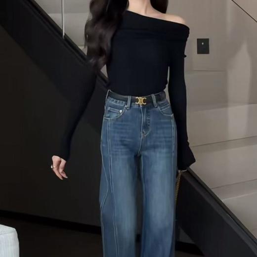 【柔软保暖❗️修饰腿型】筒喇牛仔裤女款2025秋冬季加绒长裤美式喇叭裤琉璃蓝i美娜同款。jb 商品图1