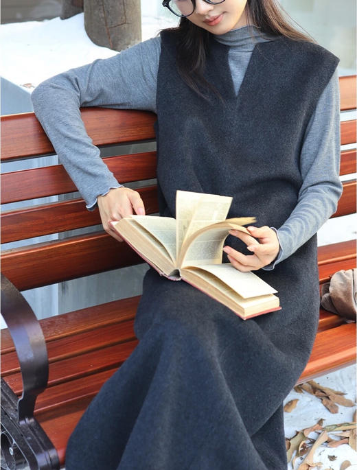 C*S同款顶级质感冬日叠穿神器极简羊毛醋酸背心裙 商品图9