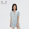 法式V领』桑罗泡泡袖睡衣桑蚕丝女士短袖短裤家居服套装 商品缩略图4