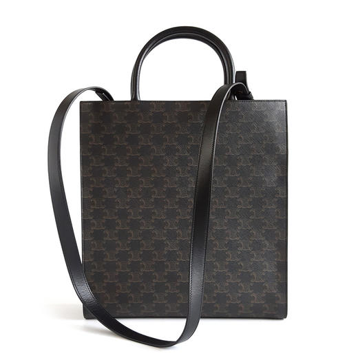 【95新】CELINE思琳中号老花拼黑色凯旋门tote琴谱手提单肩包女士 231225AK47 商品图4