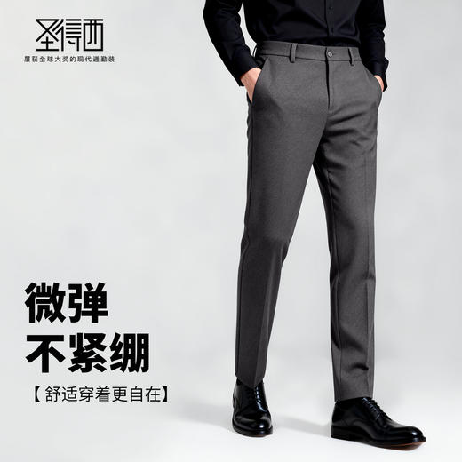 【含绵羊毛】圣得西2025年冬季男款休闲长裤时尚都市商务直筒裤 商品图2