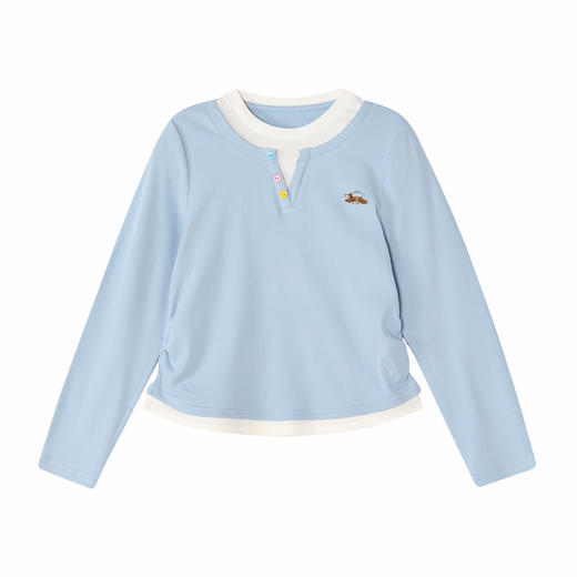 笛莎Deesha 童装女童T恤2026春新款撞色假两件长袖T恤 商品图4