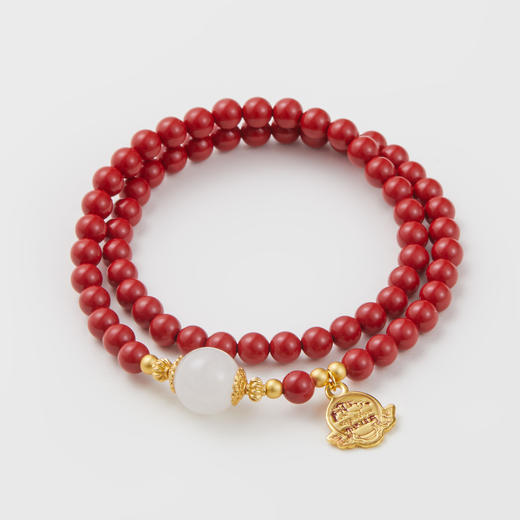 朱砂和田玉双圈手链 商品图1