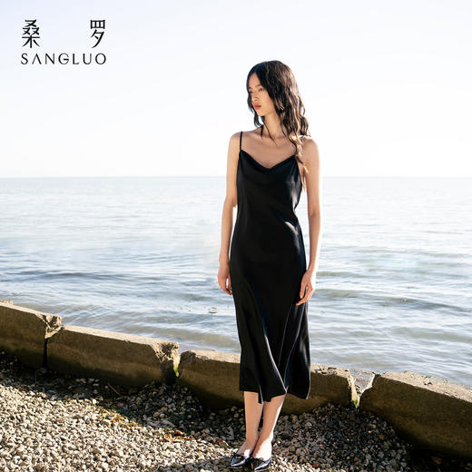 经典优雅』桑罗荡领细带睡裙桑蚕丝女百搭吊带长裙可外穿 商品图4
