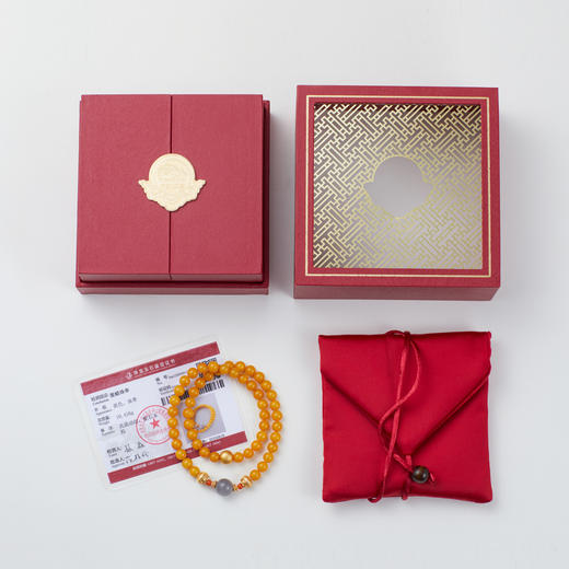 蜜蜡老色和田玉双圈手串 商品图4