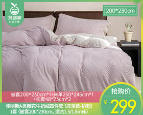 【预售-12月29日配送】佳丽斯A类雕花牛奶绒四件套（床单款-桃粉）/1套（被套200*230cm，适合1.5/1.8m床）