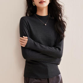 「自j」全新升级【铂金会员119/天猫159/差价40】(02500)洛诗琳纯色半高领打底衫2026早春新款高级感百搭打底T恤女