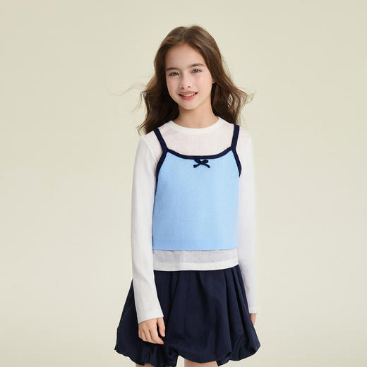 笛莎Deesha 童装女童套装2026春新款T恤针织吊带两件套套装 商品图1