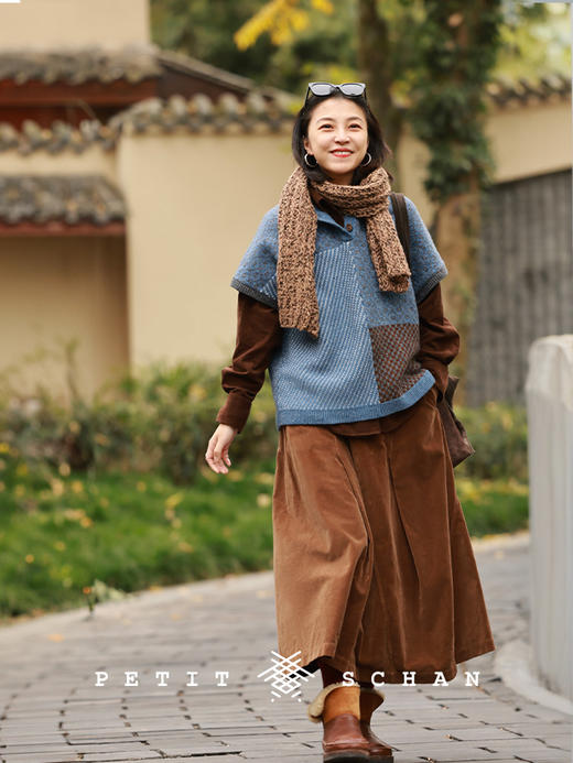 PETIT SCHAN小闪 CLO#1006 Hot latte 热拿铁 纯棉平绒染色抽绳立裁伞裙 商品图3