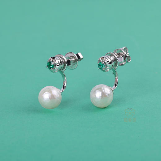 【绚美】祖母绿刻面珍珠耳钩-ZZ12408021 商品图5