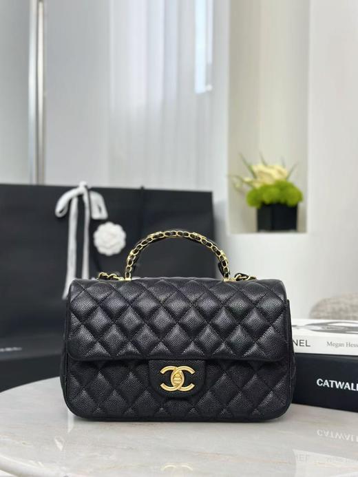 香奈儿 Classic Flap CF 手柄款 25B 双C Logo 菱格 金扣 皮穿链 牛皮 单肩斜挎手提包 
（LZ*MM） 商品图0