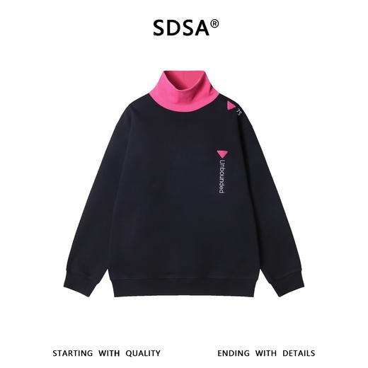 WY1544SDSA秋冬新款痞帅男装美式拼接撞色刺绣字母倒三角立领卫衣百搭 商品图1