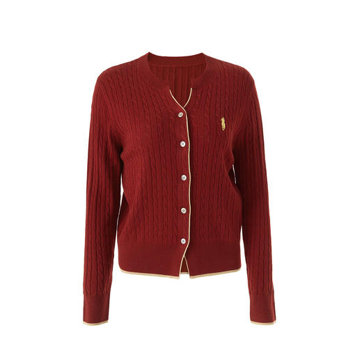 「高货wl」全新升级【铂金会员220/天猫289/差价69】(01558)洛诗琳立体绞花羊毛混纺上衣2025秋冬简约圆领针织开衫 商品图3