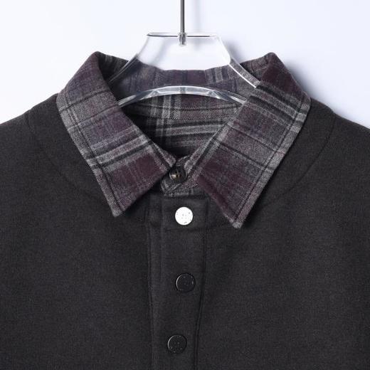 9183SDSA秋冬新款痞帅男装时尚撞色按扣拼接翻领假两件卫衣百搭宽松 商品图2