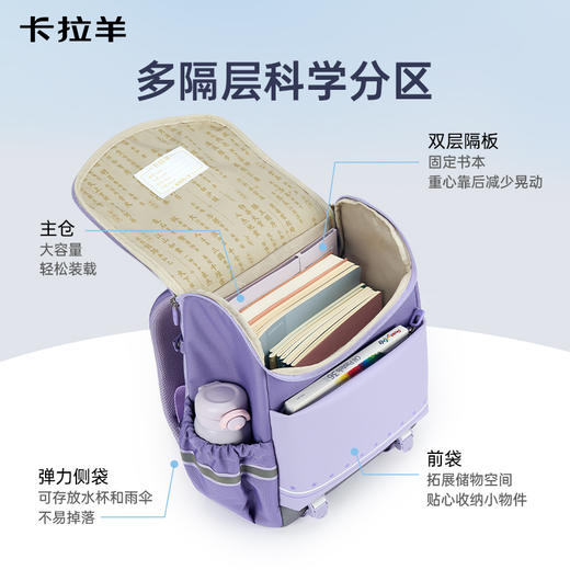 【大嘴书包3.0上新】卡拉羊小学生1-6年级6维减负防下坠大嘴书包双肩背包飞鸟集CX2284+2559 商品图5