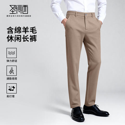 【含绵羊毛】圣得西2025年冬季男款休闲长裤时尚都市商务直筒裤 商品图0