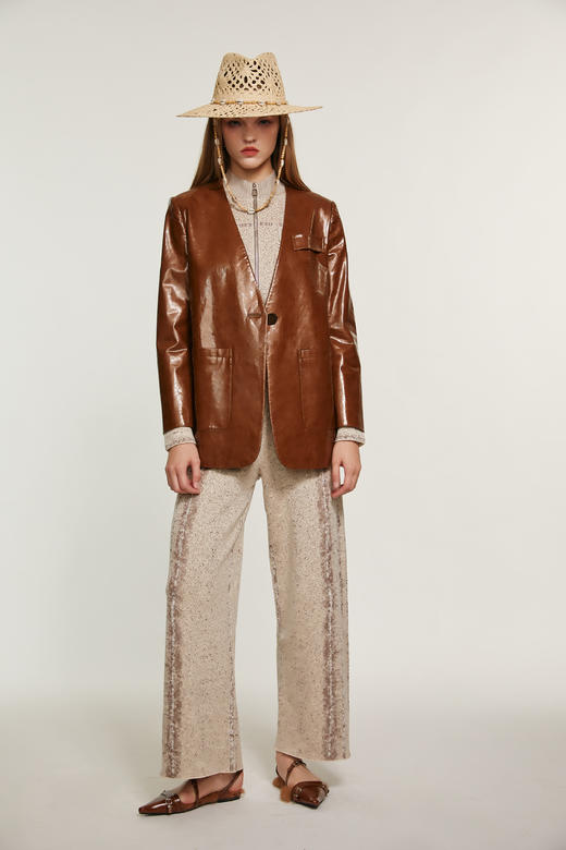 SAFICOO 优雅干练 摩登气质 直身型皮衣 商品图2