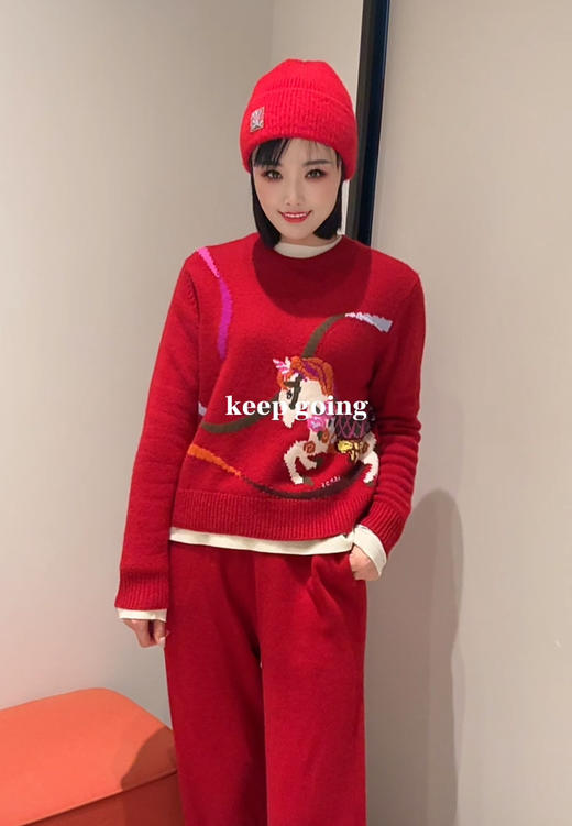 1224-1 极限特惠 ER新年系列 旋转木马提花 羊毛羊绒 圆领套头毛衣 商品图5