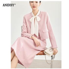 2026春装小香风感亮丝编织粗花呢小香风套装