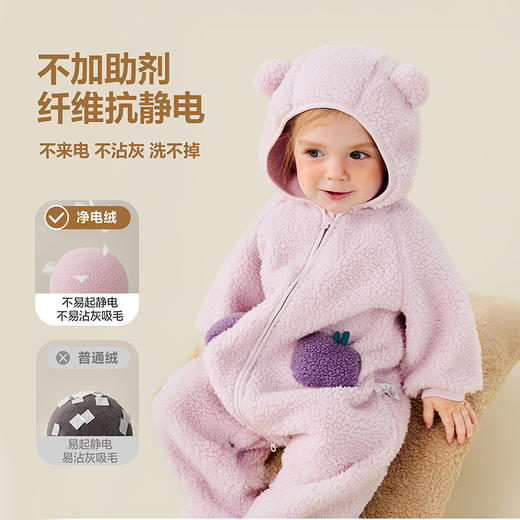 迷你巴拉婴儿衣服宝宝新生儿加绒连帽连体衣爬服外穿秋冬款 商品图2