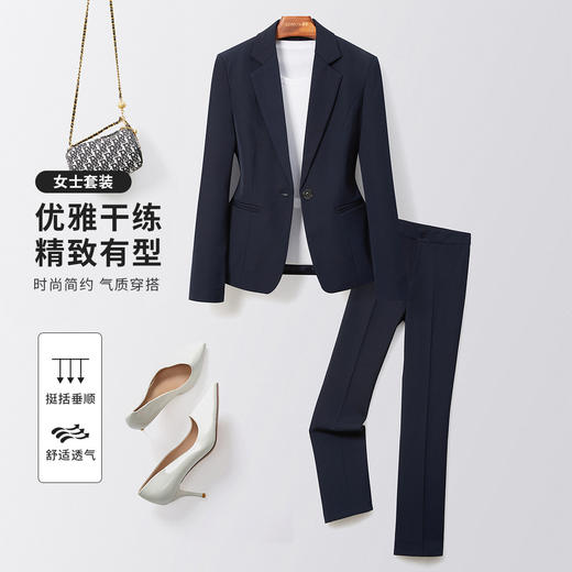 【上衣+裤子】罗蒙女士西装套装职场商务通勤优雅干练精致有型两件套 商品图2