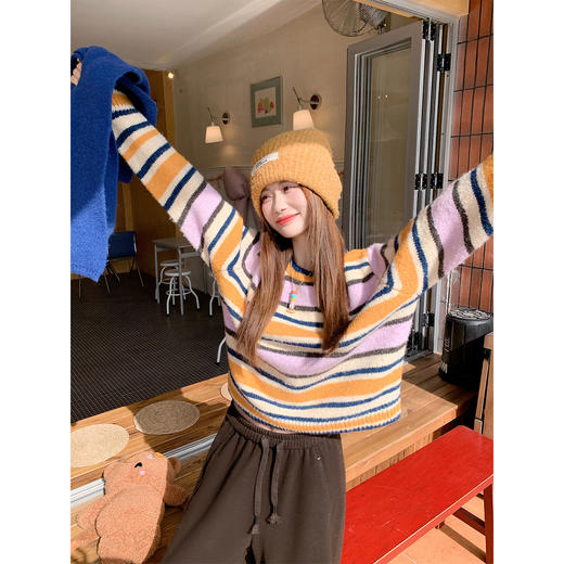 <曾小咸推荐>2.23现货秒杀 ！微信超特价！韩系撞色条纹设计毛衣 日常179.99 立减90 秒杀89.99！！ 商品图4