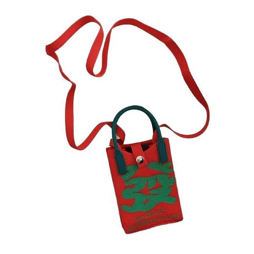 【新年针织发财包！拍下送萌趣挂件】新年红色中式喜庆卡通手机包 发财针织手提包 百搭便携零钱斜跨包 商品图3