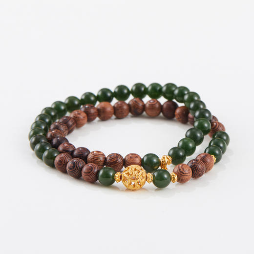 鸡翅木碧玉双圈手串 商品图1
