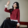 奢姿大码女装2025冬季时尚蕾丝撞色针织开衫胖妹妹气质减龄上衣9554670565 商品缩略图0