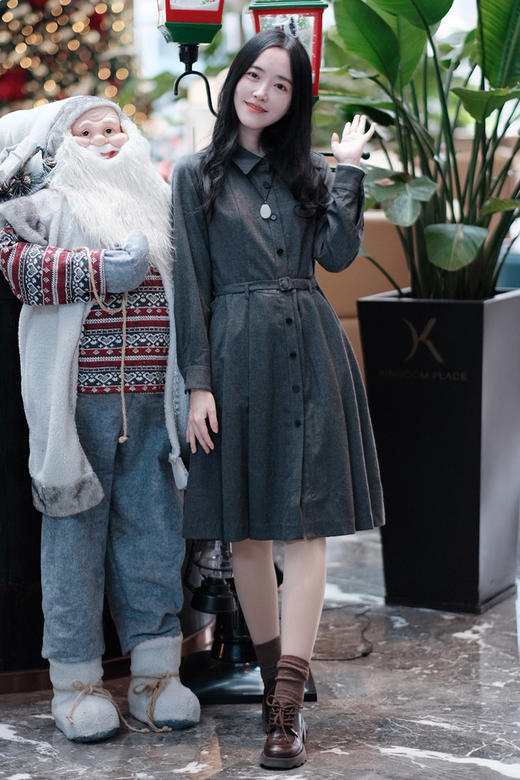 【高品质私服】【IC翻领长袖打褶连衣裙】具有良好弹性和柔软手感，穿着舒适G1604-CC【无标出货 介意慎拍】 商品图5