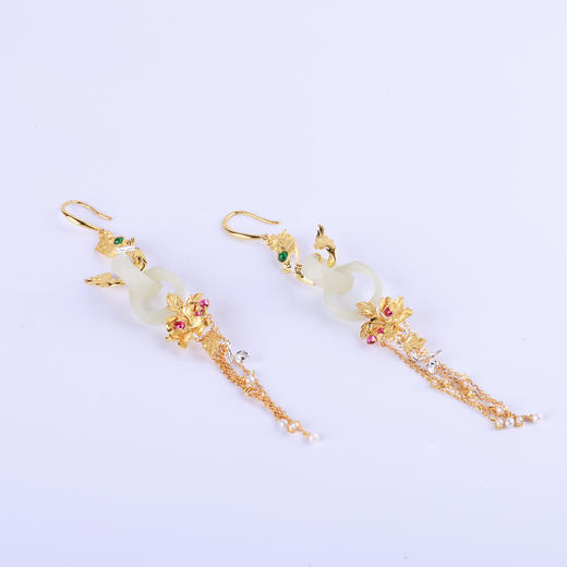 【凤戏牡丹】玉环耳坠-ZX2409089 商品图3