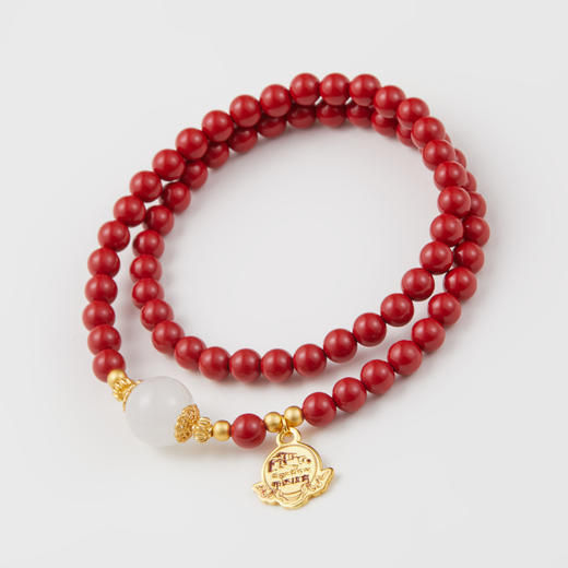 朱砂和田玉双圈手链 商品图3