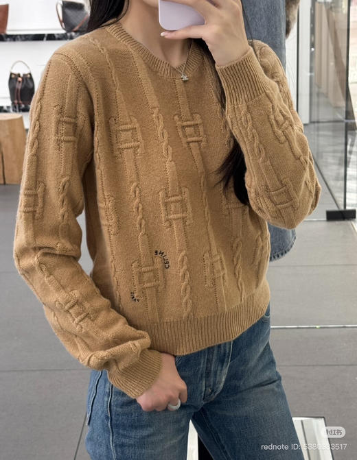 1224-3 渠道圆正 大马 26早春 立体肌理感 羊绒套头衫 我穿L 商品图13