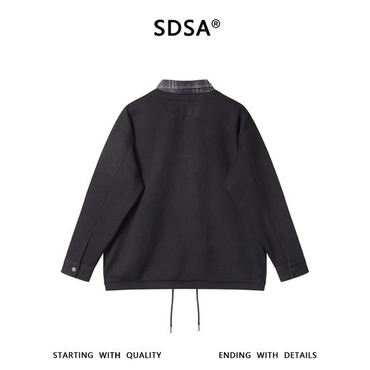 9183SDSA秋冬新款痞帅男装时尚撞色按扣拼接翻领假两件卫衣百搭宽松 商品图5