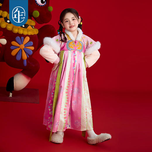 年衣童装儿童汉服裙女童冬季新款改良唐装汉服连衣裙新年拜年服 商品图1
