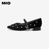 【cf】MIO米奥2026春季新款尖头低跟一字式扣带浅口单鞋水钻玛丽珍女鞋M261460106 商品缩略图1