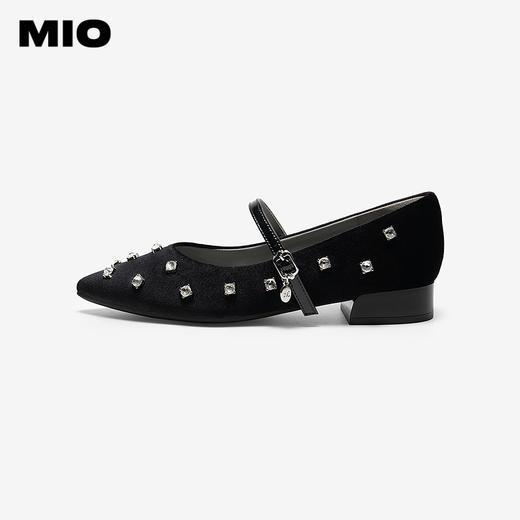 【cf】MIO米奥2026春季新款尖头低跟一字式扣带浅口单鞋水钻玛丽珍女鞋M261460106 商品图1
