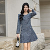 奢姿大码女装2026冬季胖妹妹蓝色气质名媛小香风钉珠连衣裙百褶裙9954853783 商品缩略图1