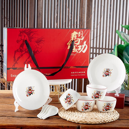 【马年限定❗️国风陶瓷餐具套装】国风彩绘，高温烧制，健康环保，古典美观大气！新年礼物元旦公司年会活动礼品伴手礼实用送客户礼盒碗筷筷子定制 商品图9