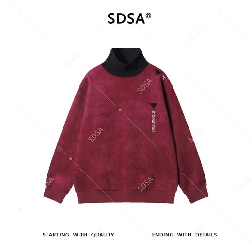 WY1533SDSA秋冬新款痞帅男装潮牌植绒撞色拼接刺绣字母倒三角立领卫衣 商品图1