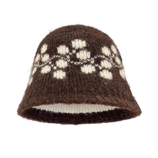 新款冬季户外帽子男复古提花渔夫针织帽女混纺羊毛防寒保暖帽子女 商品图4