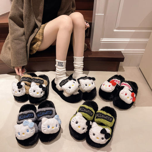 【爆甜少女风❗️小猫猫毛毛拖鞋】时尚简约百搭，个性的鞋头设计，柔软亲肤，舒适不磨脚，呵护您的双足，秋冬时尚百搭半拖外穿厚底一字棉拖QQ 商品图0