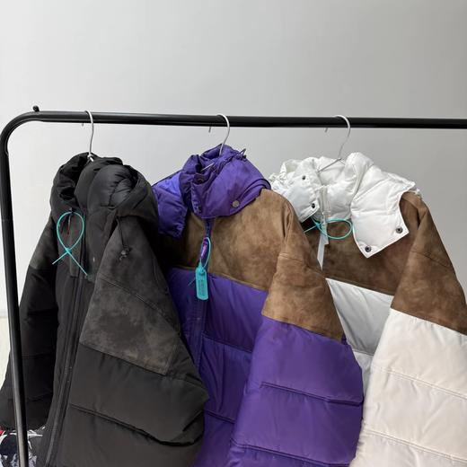 D122401冬季25FW皮革拼接拉链羽绒面包服外套男女同款 商品图4