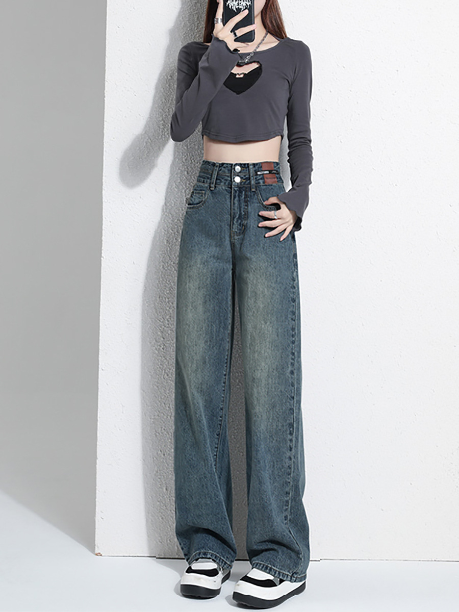 【柔软舒适耐磨耐造❗️实力遮肉显瘦显高】加绒直筒阔腿牛仔裤女春秋季2026新款爆款小个子高腰宽松裤子冬季。jb